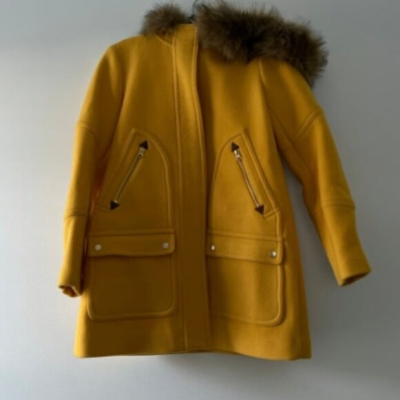 JCrew $365 Chateau Parka in Italian Stadium-Cloth Wool 2 Light Mustard J5488 - Picture 2 of 3
